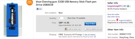 blue-Chewing gum 32GB USB Memory Stick Flash pen Drive USB0038