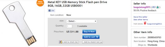 Metal KEY USB Memory Stick Flash pen Drive 8GB,16GB,32GB USB0001