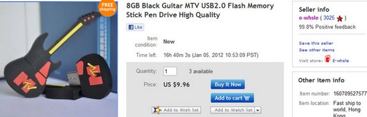 8GB Black Guitar MTV USB2