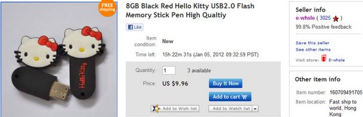 8GB Black Red Hello Kitty USB2