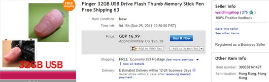Finger 32GB USB Drive Flash Thumb Memory Stick Pen
