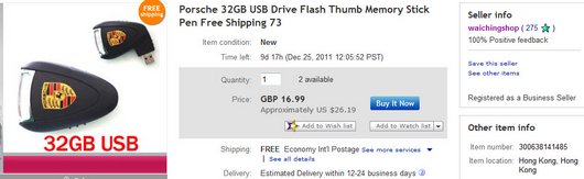 Porsche 32GB USB Drive Flash Thumb Memory Stick Pen